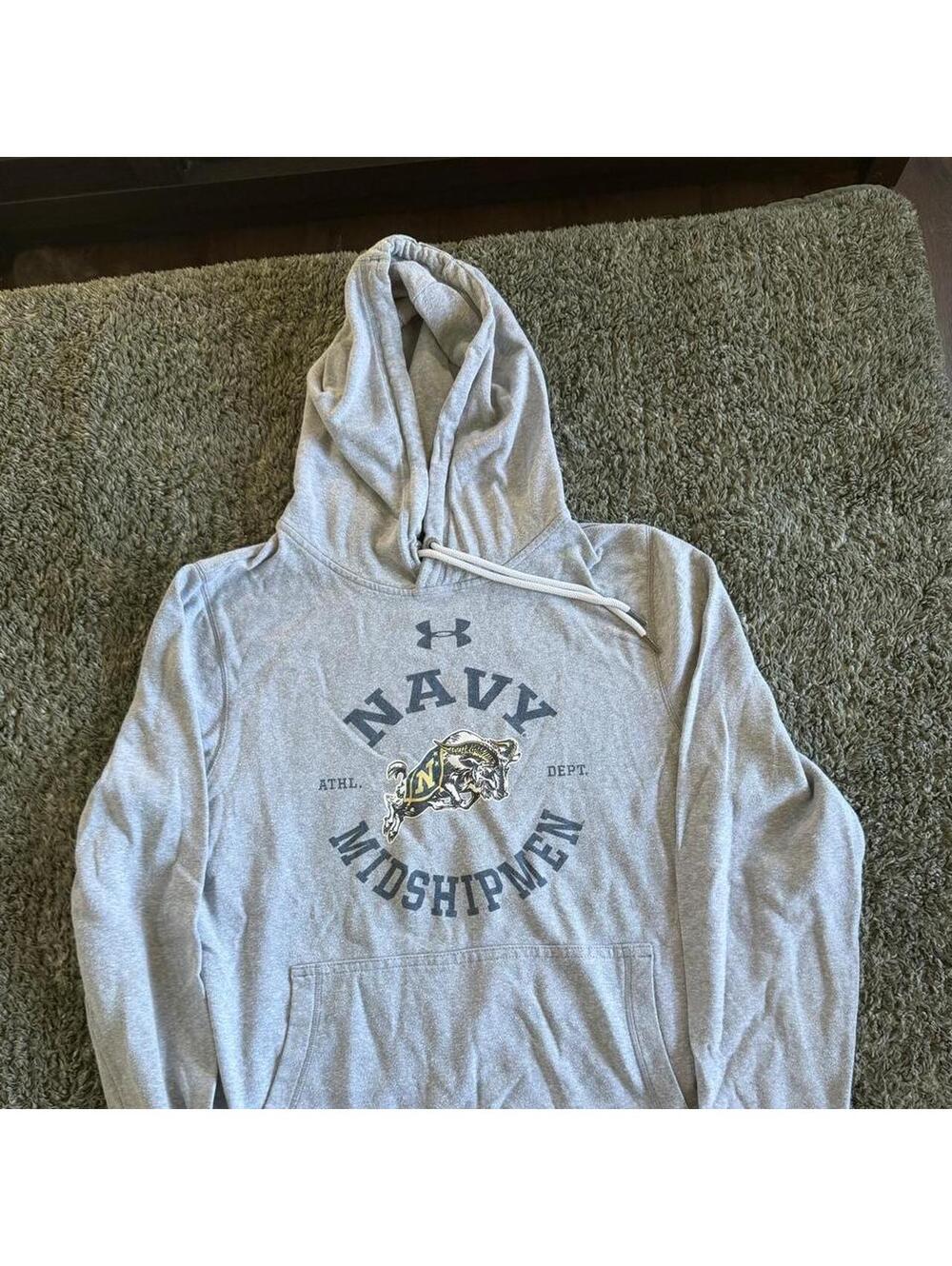 Under Armour Navy Midshipmen Gray Hoodie Sweatshirt Size Small - Picture 1 of 2